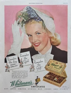 Caramelo de chocolate Whitmans 1944 anuncio vintage recuerda el día recuerda a la chica - Imagen 1 de 1
