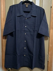 Harriton Men's Pocket Short Sleeve Barbados Textured Camp Shirt M560 XL Navy - Picture 1 of 3