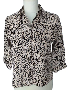 Miss Selfridge Animal Print Blouse Size 6 Petites - Good Condition Leopard Print - Picture 1 of 12