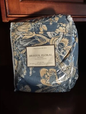 Pottery Barn Bristol Duvet Cover California Cal King Blue Beige Floral 108x92 - Image 1 of 2