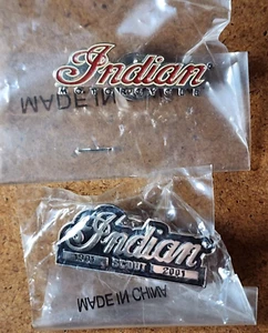 2 INDIAN MOTORCYCLE Lapel Pins - NEW - Scout 1901-2001 - Picture 1 of 8