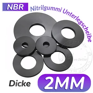 NBR Gummidichtung Flachdichtung Dichtungsring, 2mm Stärke, Außen-Ø 4-44mm - Bild 1 von 122