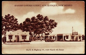 ca. 1940s Postcard View - SPANISH GARDEN COURT, Albuquerque, New Mexico - Bild 1 von 2