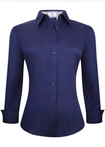navy blue button-up shirt by Esabel.C  size XXL collared neckline, long sleeves - Picture 1 of 12