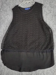 Apt 9 Top Womens Black Crochet Lace Sz XL Oversized Layered Beach Cottagecore - Picture 1 of 9