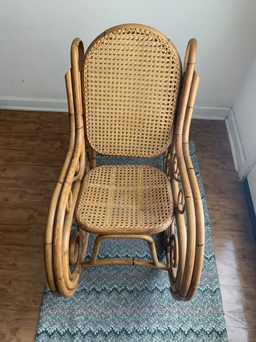 Bamboo/Rattan Rocking Chair with Wicker Back and Seat, CUSHION Back /Seat Covers Cover