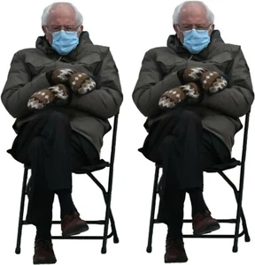 (2 Pack!) Bernie Sanders Mittens Meme Sticker Inauguration 2021 Car Truck 4"x2" - Picture 1 of 2