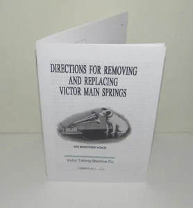 Reproducción manual de instrucciones de extracción y reemplazo de resorte principal Victor Victrola - Imagen 1 de 8