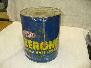 Vintage Dupont Zerone  Anti Freeze Empty 1 Gallon Metal Can  - Picture 1 of 12