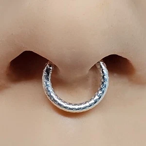 Nose Ring Diamond Sleeve 8mm 22g (0.6mm) 925 Sterling Silver Body Jewellery - Picture 1 of 8