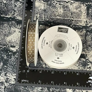 Stampin' Up SOFT SUEDE 115612 Grosgrain Polka Dot Ribbon 1/2" x 15 Yards 2 roll - Picture 1 of 7