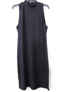 MICHAEL by MICHAEL KORS geripptes Stretch-Glitzerkleid mit Stehkragen schwarz Größe XL 120 $ - Bild 1 von 6