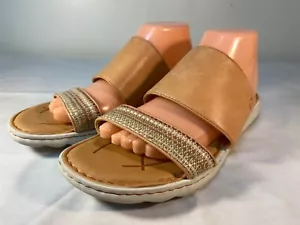 Sandalias BORN Slide para mujer de cuero naranja sin cordones cómodas - EE. UU. 11 - Imagen 1 de 6