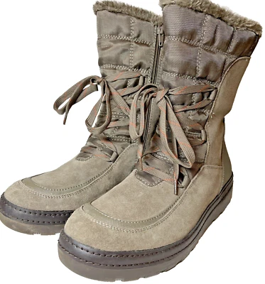 Bare Traps Lancy Lace-Up Zipper Cold-Weather Boots Taupe Brown Leather Boho 9M - Image 1 of 4