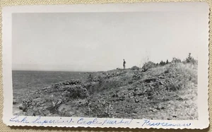 Vintage Photo Lake Superior Eagle Harbor Keweenaw Michigan B&W Scalloped Edge - Picture 1 of 2