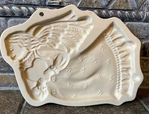 Flying Angel With Heart Stoneware Cookie Mold Vintage 1987 Brown Bag Cookie Art - Picture 1 of 9