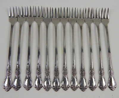 Oneida Distinction Deluxe KENNETT SQUARE Stainless 12 Cocktail Forks EXCELLENT - Image 1 of 4
