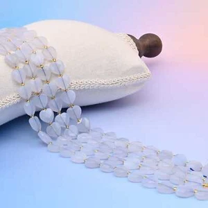 Blue Chalcedony Faceted Heart Beads Size 12mm Jewelry Making 15.5 Inch Strand - Picture 1 of 3