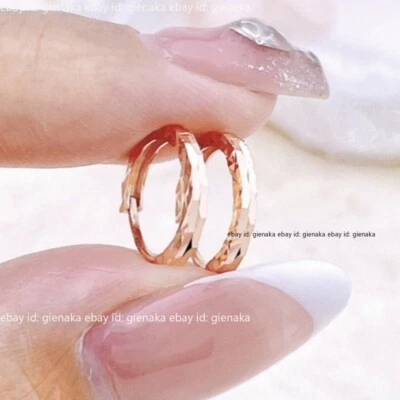 Brincos femininos Pure Au750 ouro rosa 18K Lucky Full Star círculo argola 0,59-0,7 g - Imagem 1 de 4