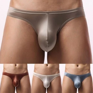 Men's Satinlike Ice Silk Underwear Comfortable Breathable Briefs for Daily Wear - Picture 1 of 14