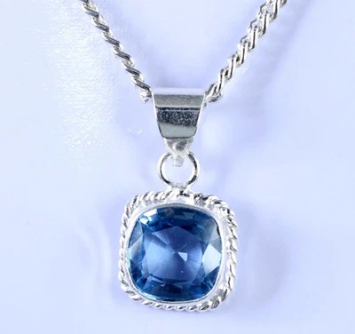 Colgante de boda natural de 13,65 quilates con cojín de aguamarina certificado ver video Foto 1 de 4