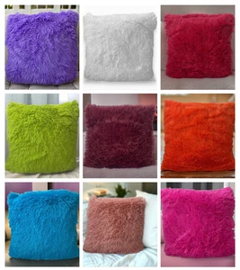 Pack of 2 - Cushion Covers Mongolian Faux Sheepskin Wool Fur 18x18" / 45x45cm - Picture 1 of 70