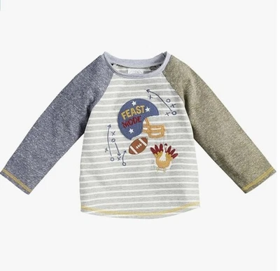 Mud Pie Little Boys Fall Thanksgiving Football T-Shirt Sizes Large 4T-5T - Image 1 of 3