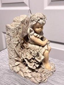 Figura de hadas vintage con extremo de libro floral 3 lb cerámica única reparada - Imagen 1 de 10
