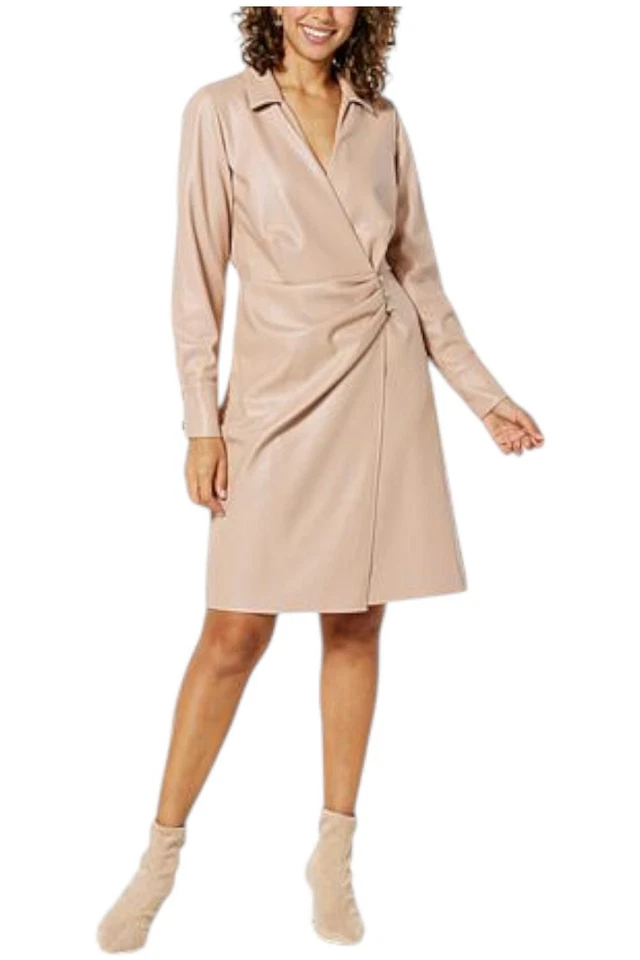 Vestido envolvente de cuero sintético para mujer Colleen Lopez doblado Foto 1 de 1