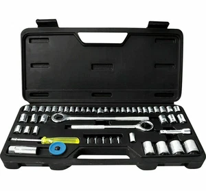 52PC SOCKET SET 1/4" 3/8" 1/2" SOCKETS RATCHET WRENCH SPANNER EXTENSION BITS SET - Picture 1 of 4
