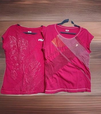 Camisa FILA Mujer XL Extra Grande Rosa Busto 20" Activo Correr Entrenamiento Lote De 2  Foto 1 de 4