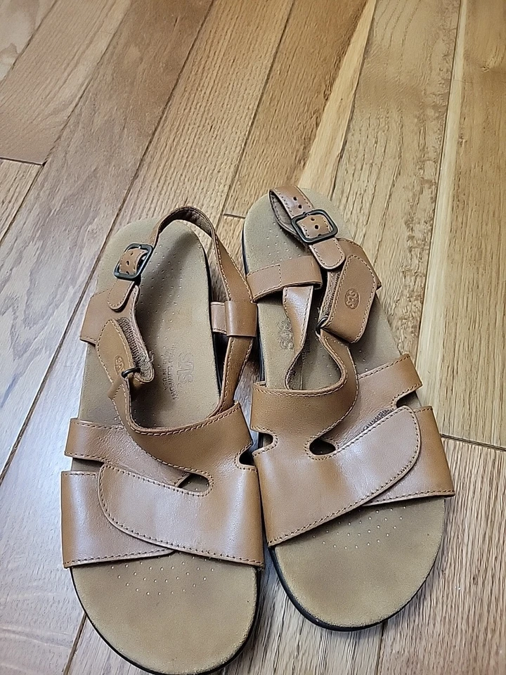 Sandalias Lisette SAS para mujer talla 11M cuero marrón correa al tobillo zapatos ajustables Foto 1 de 4