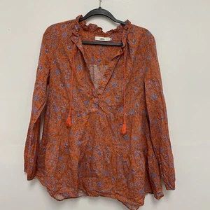0039 Italy Women’s Medium Floral Printed Orange Blouse - Picture 1 of 4