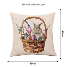 4pcs Easter Rabbit Eggs Throw Pillow Covers New Spring Flowers Tree Home Decor