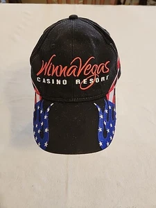 Winna Vegas USA America Flames Embroidered Black Adjustable Baseball Cap Hat - Picture 1 of 13