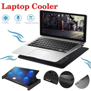 5 Fans Laptop Gaming Cooling Pad PC Computer Notebook Cooler 15.6" Radiator Set - Afbeelding 1 van 12