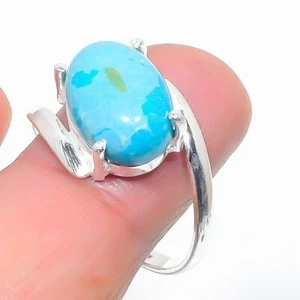 Anillo Joyería Plata Esterlina 925 Hecho a Mano Piedras Preciosas Larimar Azul Talla 11 (EE. UU.) - Imagen 1 de 1