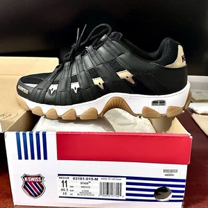 K-Swiss ST429 Black Gold Mens Athletic Casual Sneakers 03181 015 - Picture 1 of 7