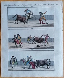Bertuch Originaldruck Koloriert Stierkampf Spanien - 1792 - Bild 1 von 1