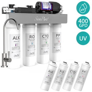 Simpure 400GPD UV Alkaline pH+ Tankless Reverse Osmosis System Water Filtration - Picture 1 of 25