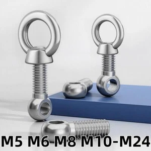 M5 M6 M8 M10-M24 Lifting Eye Bolts & Nut A2 Stainless Steel Marine Grade Screws - Picture 1 of 145