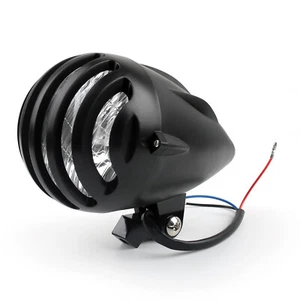 5 1/2" Motorcycle Blk Bullet Headlight Lamp For Bobber Chopper Custom Metric - Picture 1 of 5