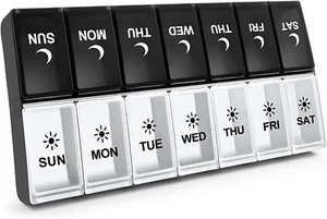 7 Day Pill Organizer 2 Times a Day, Large Weekly AM PM Pill Box, Day Night Medic - Picture 1 of 7