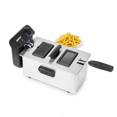 Deep Fat Chip Fryer 3L Basket Oil Fried Chips Safe Basket Handle Window Geepas  - Image 1 of 4