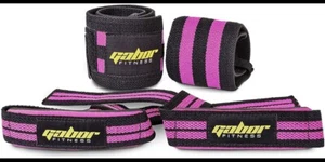 Heavy Duty Gewichtheben Handgelenkbandagen und Riemen Combo-Paket schwarz und pink - Bild 1 von 2