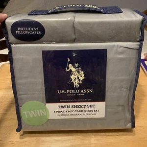U.S. Polo Association Drizzle Grey Polyester Easy Care Licensed Twin  Sheet Set - Picture 1 of 9