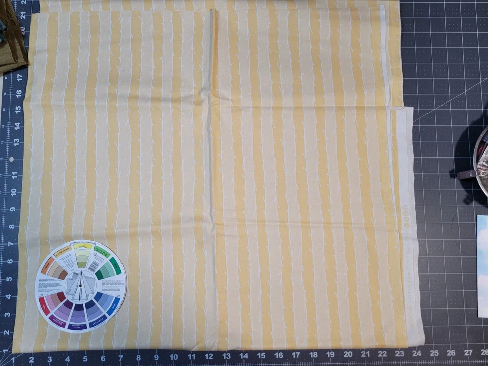 Michael Miller Sprite Stripe  Cotton Fabric Pale And Dark Yellow 2 Yards - Image 1 of 2