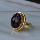 Checker Cut Amethyst Gemstone Ring,925Sterling Silver Ring,Gold Plated Ring,Gift