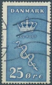 Danimarca, Michel n. 179 timbrato, lotta contro il cancro, asta di esculapio, corona - Foto 1 di 1