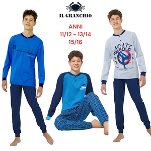 Pigiama ragazzo bambino cotone estate manica lunga IL GRANCHIO da Anni 11 a 16 - Foto 1 di 26